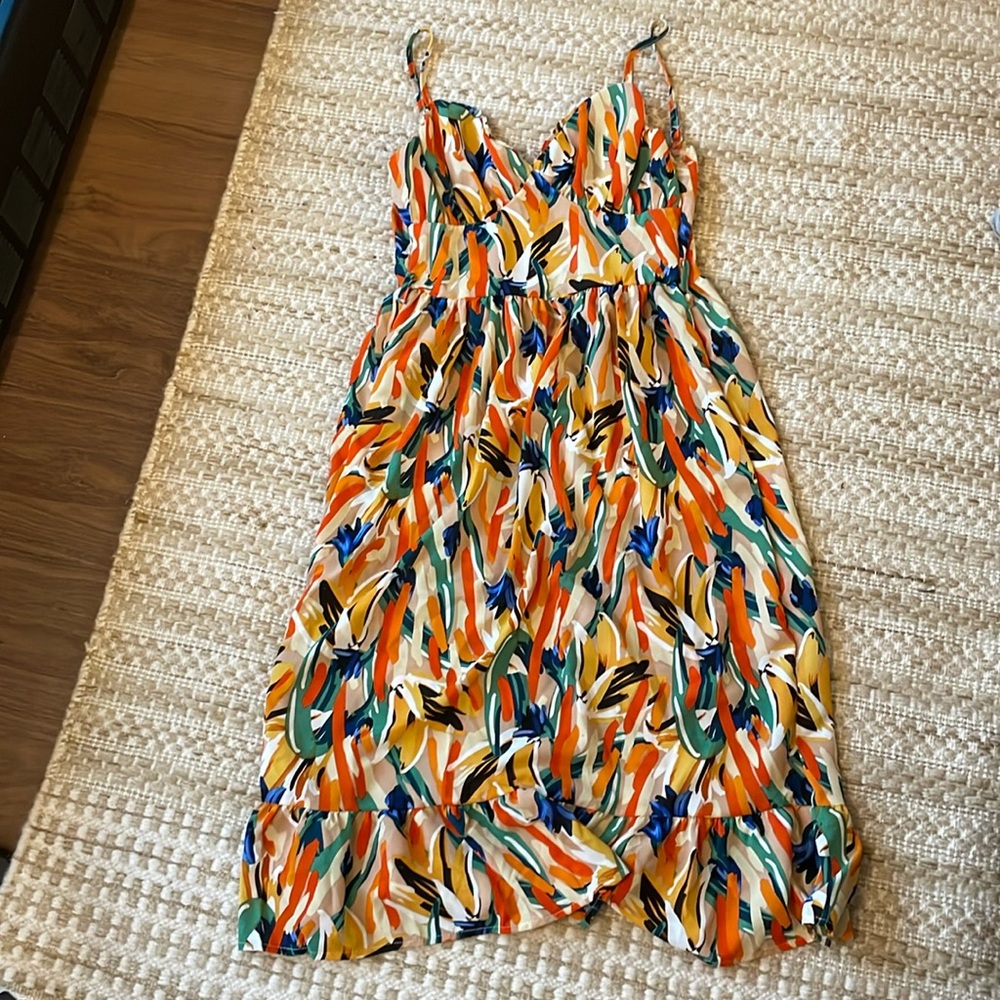 Colourful strappy midi dress